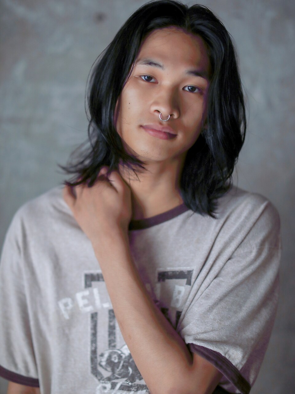 外はねミディアム×ニュアンスパーマ