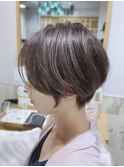 脱白髪染☆白髪ぼかしハイライト☆グレージュカラー