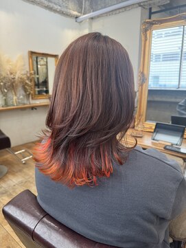 ゴーシェン 津田沼本店(Goshen) ミディアムウルフ×ビビットオレンジ