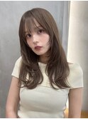 顔まわりレイヤーハッシュレイヤー透明感オリーブグレージュ渋谷