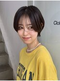 丸みナチュラルショート×ブラウンカラー