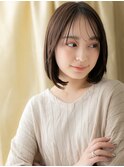 ダークブラウン前下がり小顔ワンカールボブディX大宮20代30代