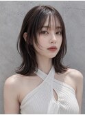外ハネボブ顔周りレイヤーカットダークベージュ
