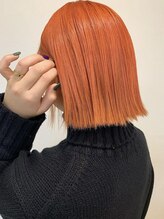 「高彩度カラー」×「ジンジャーオレンジ」[酸性ストレート/韓国/イヤリングカラー/ハイライト/髪質改善]