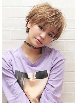 アグ ヘアー デン 新潟江南区店(Agu hair den) 《Agu hair》小顔かわいいハイトーンマニッシュショート