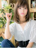 斜めバングオリーブアッシュ抜け感ロングボブc5浦和20代30代40代