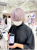 兎咲ミミホワイトラベンダーアッシュピンクメッシュカラーカラー
