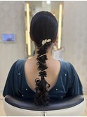20代30代結婚式お呼ばれタイト編みおろしスタイル