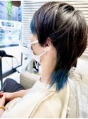 【個性派】ブルーが映えるウルフスタイル＠20代30代40代50代60代