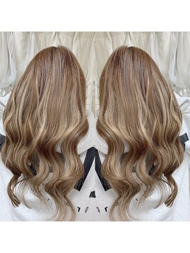 アンク クロス 関内店 ミルクティーベージュハイライトエクステ