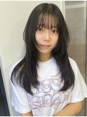 10053黒髪アッシュブラック髪質改善透明感カラーワンホンヘア