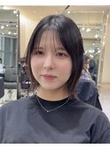 外ハネボブ/切りっぱなしボブ/ミニボブ/ボブ/グレージュ