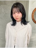 顔まわりレイヤー　シースルーバング　くびれヘアー