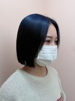 ルーム シンサイバシ(room shinsaibashi) 切りっぱなしボブ × ネイビーブルー◎色落ちも楽しめる艶カラー
