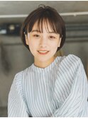 ショートボブ ハンサムショート 小顔 ひし形 オリーブグレー