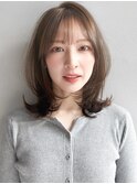ダークパープルレイヤーカットシースルーバング美髪前髪艶感F