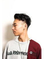 メリケンバーバーショップ フクオカ(MERICAN BARBERSHOP FUK)&nbsp;サイドパートショートセミウェットワイルドツーブロックテクノ63