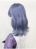 巻き髪ネイビーブルー