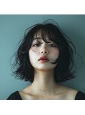 ミディアムレイヤーカットボブウルフ
