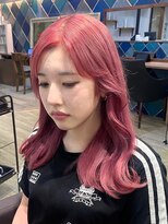 ロア 福岡天神本店(LORE)&nbsp;レイヤーカットピンクベージュカラーケアブリーチローライト