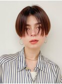 ショート 前髪長め 大人めヘア 艶髪 センターパート カット