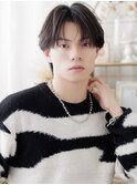 韓国風ショートセンターパート暗髪ニュアンスパーママッシュ20代
