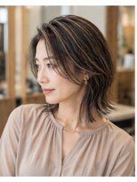 アースオーセンティック 小平店(EARTH Authentic) 白髪ぼかしハイライト×外ハネボブ