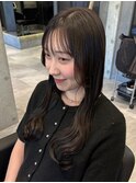 韓国ヘアエギョモリ×シースルーバング×アッシュブラック