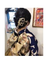 ヒマワリ(HIMAWARI)&nbsp;和装 アップスタイル 黒髪 和髪