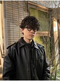 マッシュパーマ/ブルーグレージュ/アッシュブラック