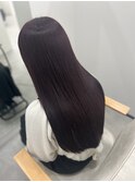 くびれミディアム_ピンクブラウン切りっぱなしボブ
