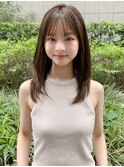 小顔 前髪 レイヤーカット くびれヘア ハイライトカラー"