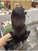 透明感ケアカラーアッシュオリーブブラウンレイヤーカット韓国