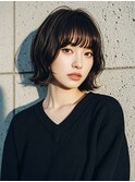 レイヤーボブボブヘアショートウルフパーマウルフボブヨシンモリ