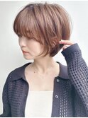 say.ショートボブひし形ショートローズブラウン暗めカラー