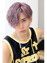 ネイビー(NAVY)&nbsp;スモーキーピンク ブリーチカラー ハイトーンカラー 派手髪