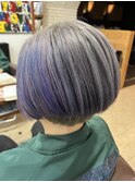 白髪ぼかしパープルアッシュグレースタイル【延山styling】