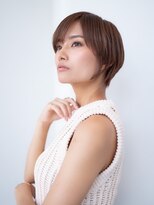 20代30代大人可愛い斜めバングショートボブ/シルキーベージュ
