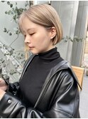 NUDE20代30代ハイトーンカラーボブ前下がりボブ切りっぱなしボブ