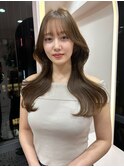 韓国ヘア/顔まわりカット/くびれヘア/前髪あり/