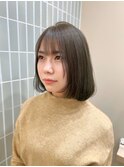 【20~30代】透明感カーキベージュ×ボブレイヤー