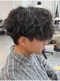 栃木メンズパーマメンズカットセンターパートメンズマッシュ緩め