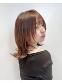 イメチェン外ハネボブ美髪ワイドバングミディアムレイヤーカット