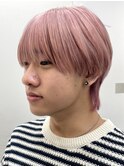韓国メンズホワイトシースルーマッシュアッシュグレージュカラー