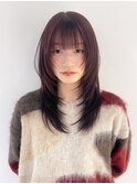 ロング顔周りレイヤー韓国ヘア美髪_ba541872