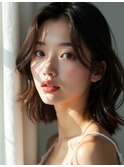 レイヤーボブ_調布韓国ヘア透明感顔周り前髪ブリーチなしカラー