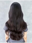 グレージュロング暗めカラー韓国ヘア顔周りレイヤー_ba564031