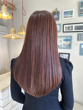 似合わせカット/ミディアムレイヤーカット/ピンクカラー