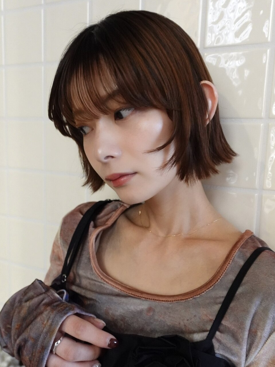 ピンクベージュ/ボブ/表参道/原宿/女性美容師