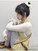 シュシュでパーマアレンジ/ロングパーマ